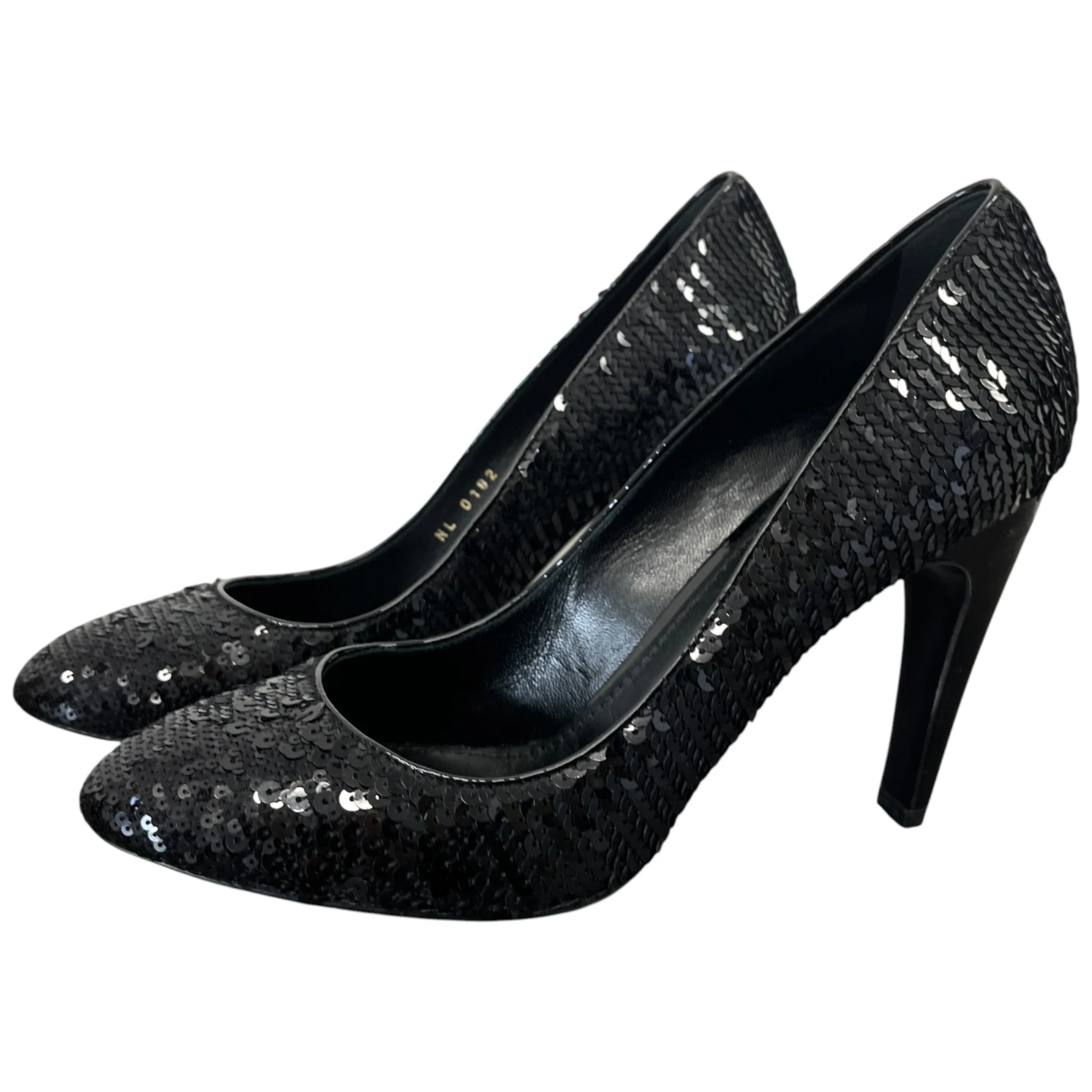 Women's Sequin Pumps Heels Black Size EU 38 / UK 5 - Image 8