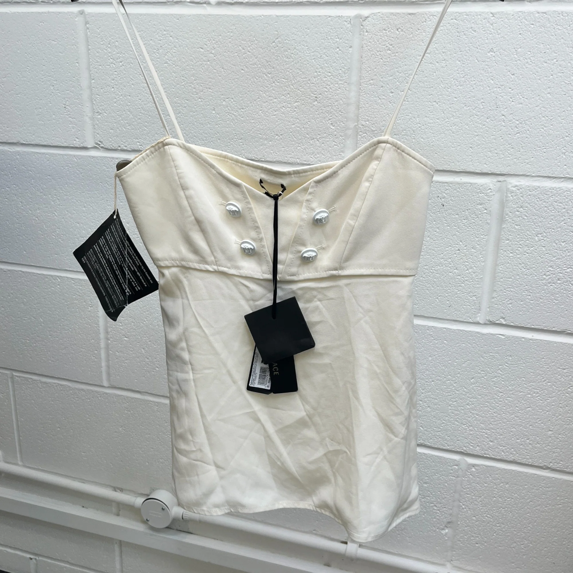 Women's Silk Slip Top White Size S - Image 7