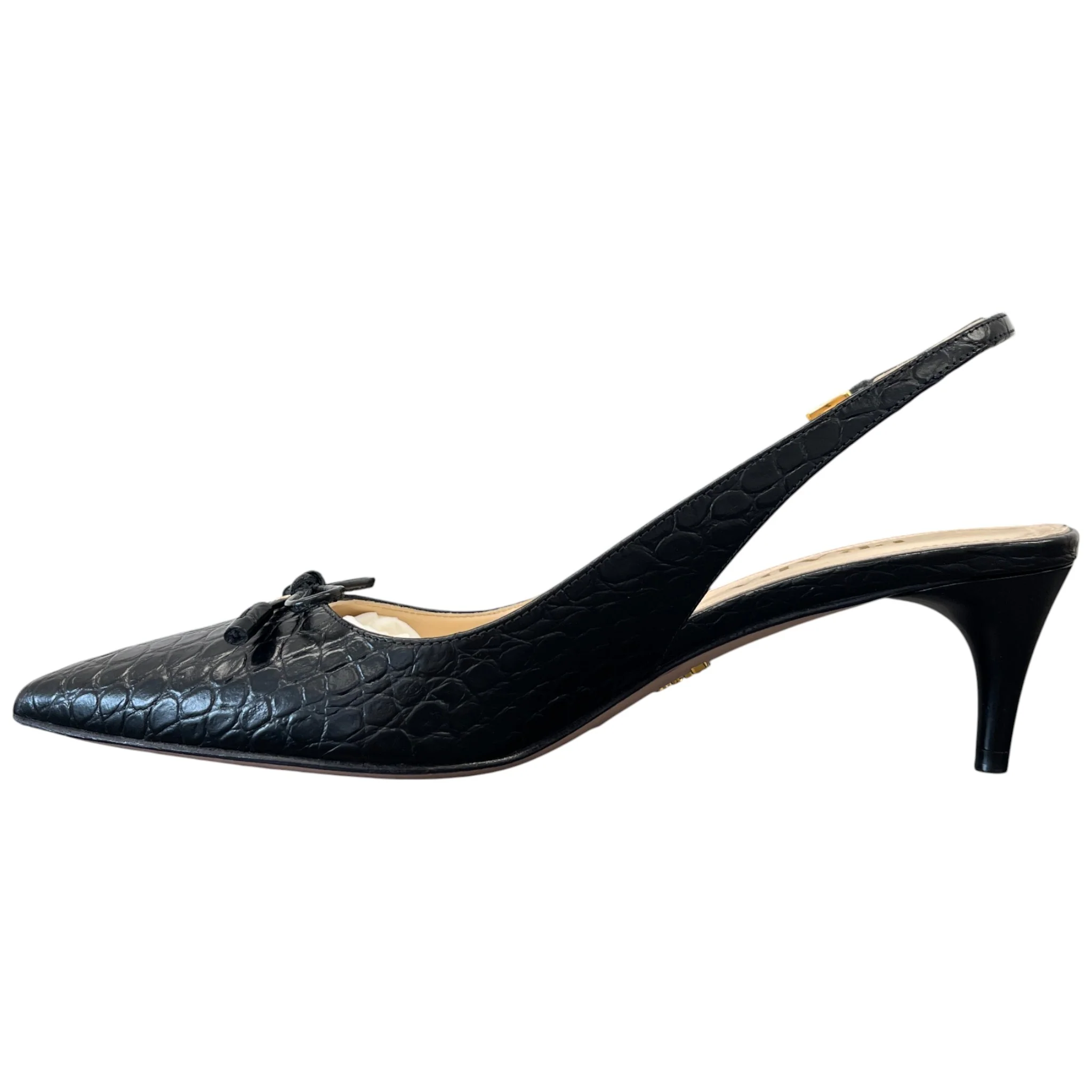 Women's Slingback Kitten Heels Black Size EU 36 / UK 3 - Image 2
