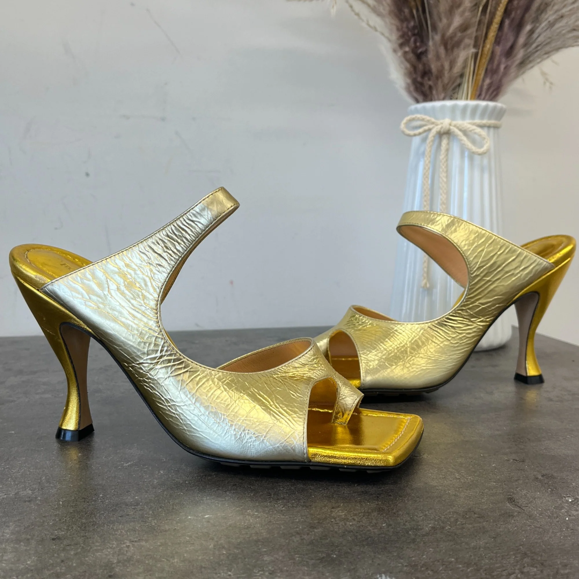 Women's Square Toe Heels Gold Size EU 35.5 / UK 2.5 - Image 12