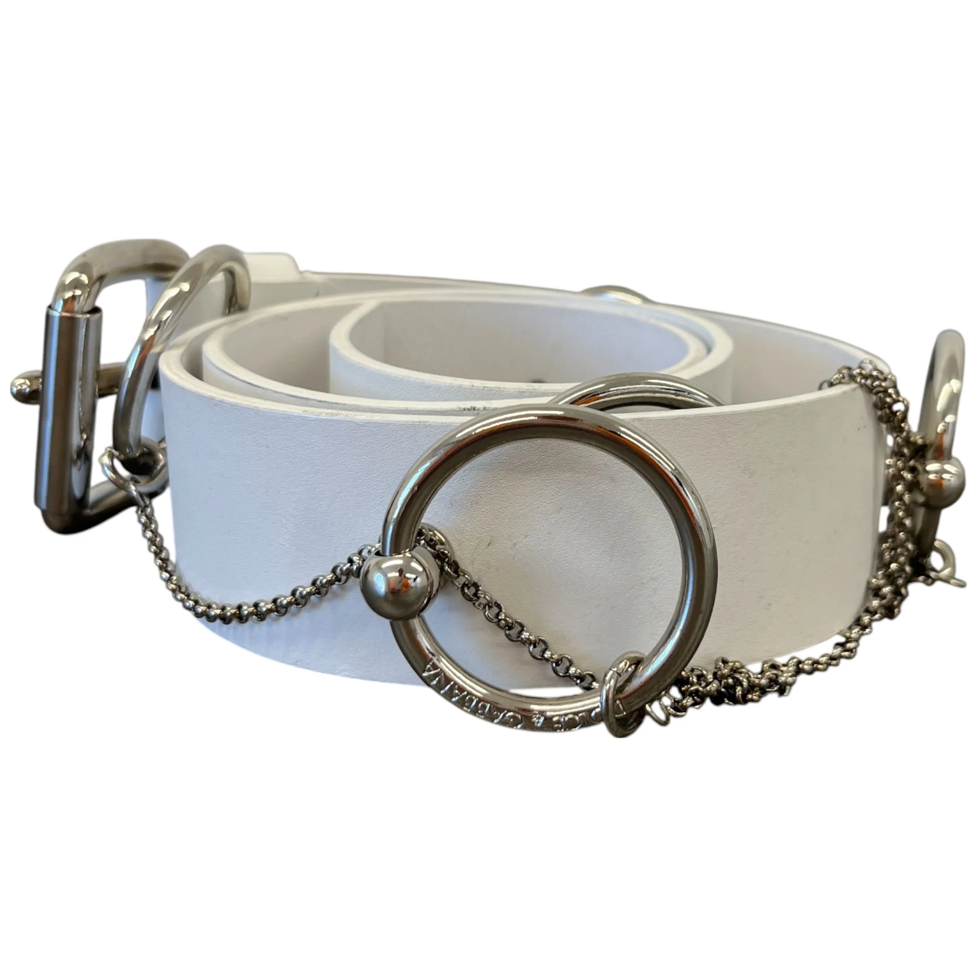 Women's Vintage Chain Detail Belt White Size 85CM / UK 10 - Image 3
