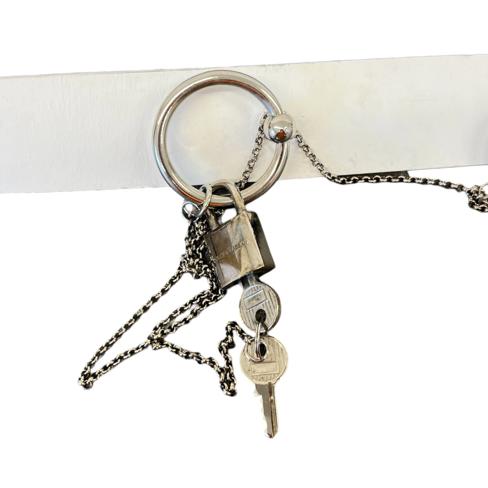 Women's Vintage Chain Detail Belt White Size 85CM / UK 10 - Image 5