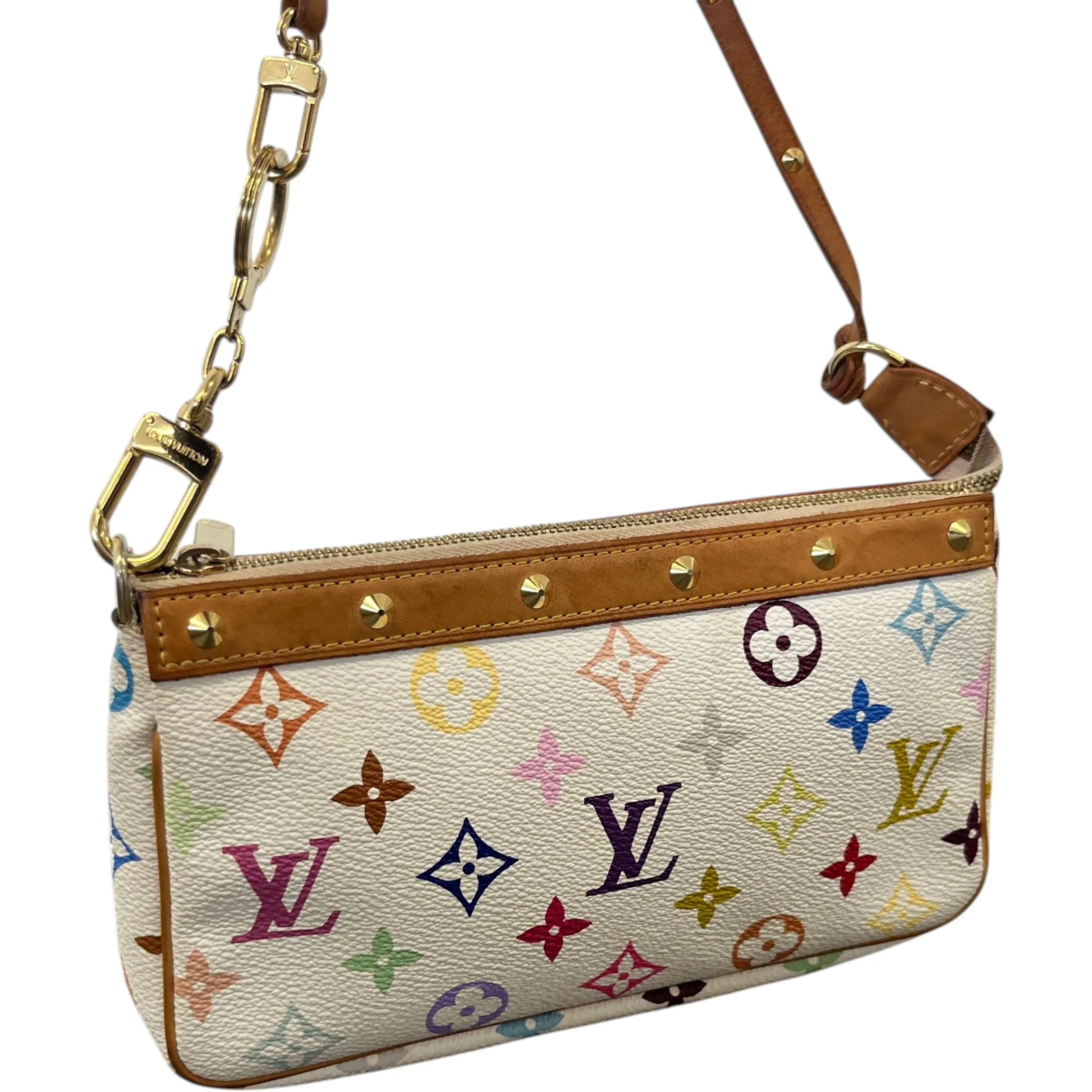 Women's Vintage Takashi Murakami Pochette Accessoires Bag White - Image 9
