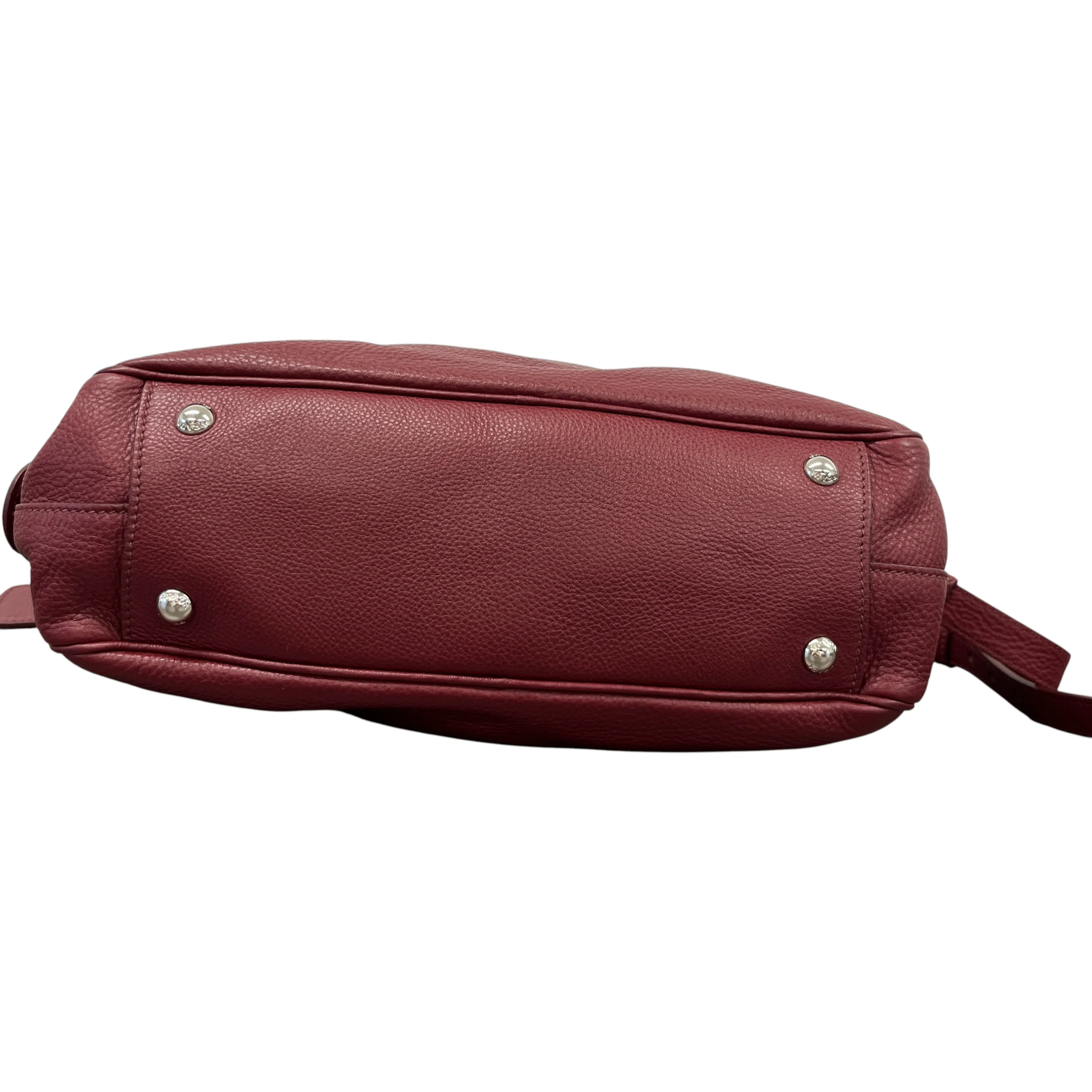 Women's Vitello Daino Crossbody Bag Burgundy - Image 10