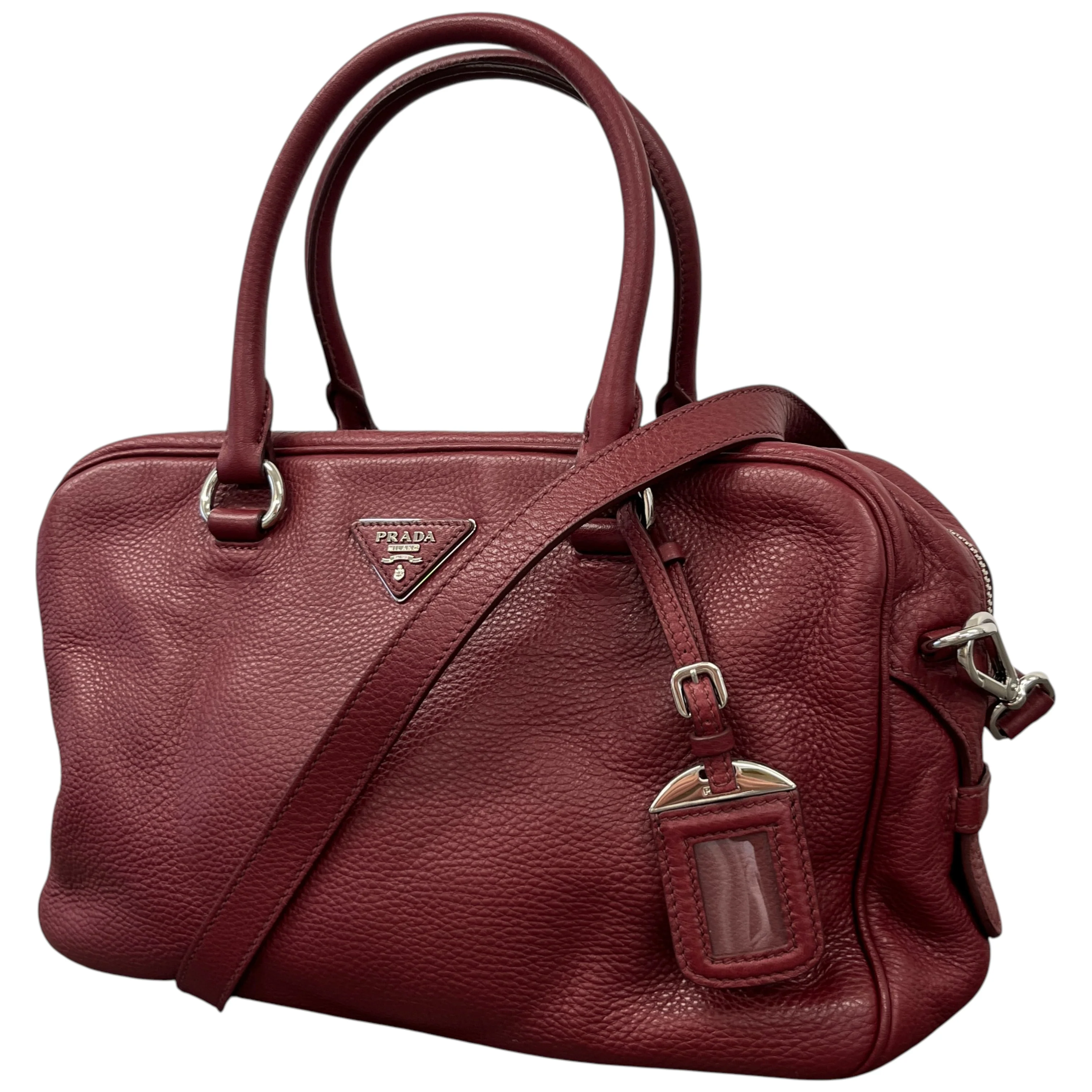 Women's Vitello Daino Crossbody Bag Burgundy - Image 5