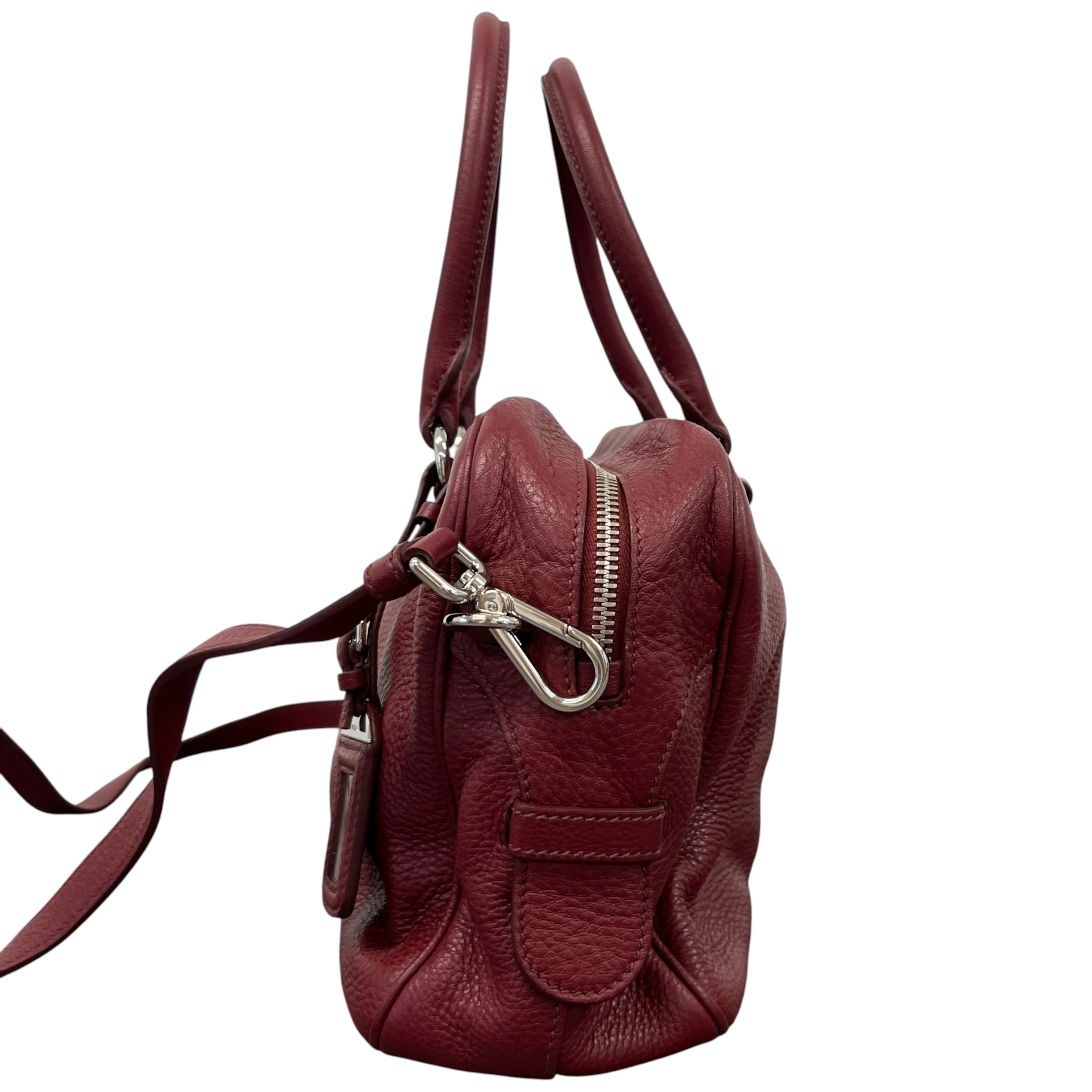 Women's Vitello Daino Crossbody Bag Burgundy - Image 6
