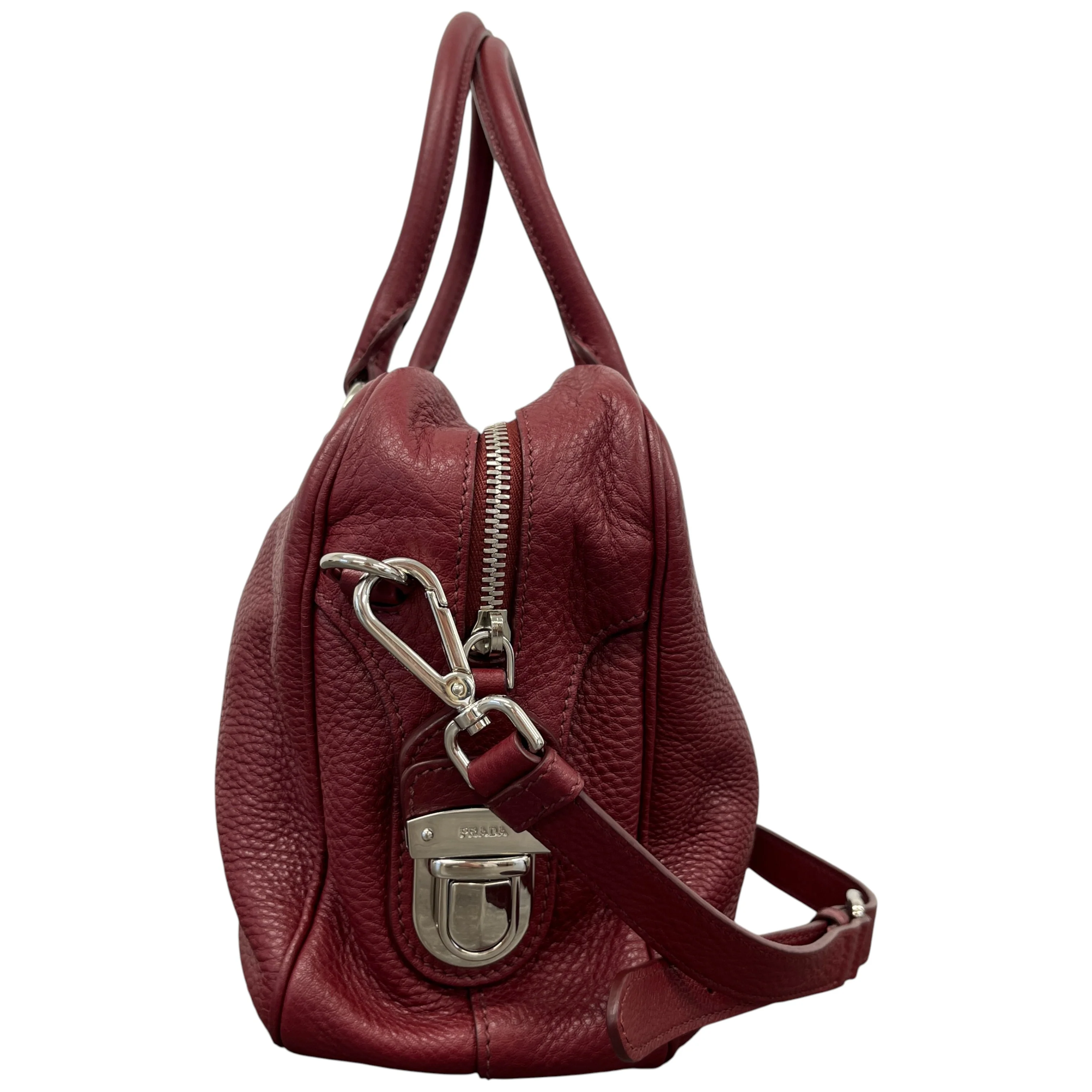 Women's Vitello Daino Crossbody Bag Burgundy - Image 7