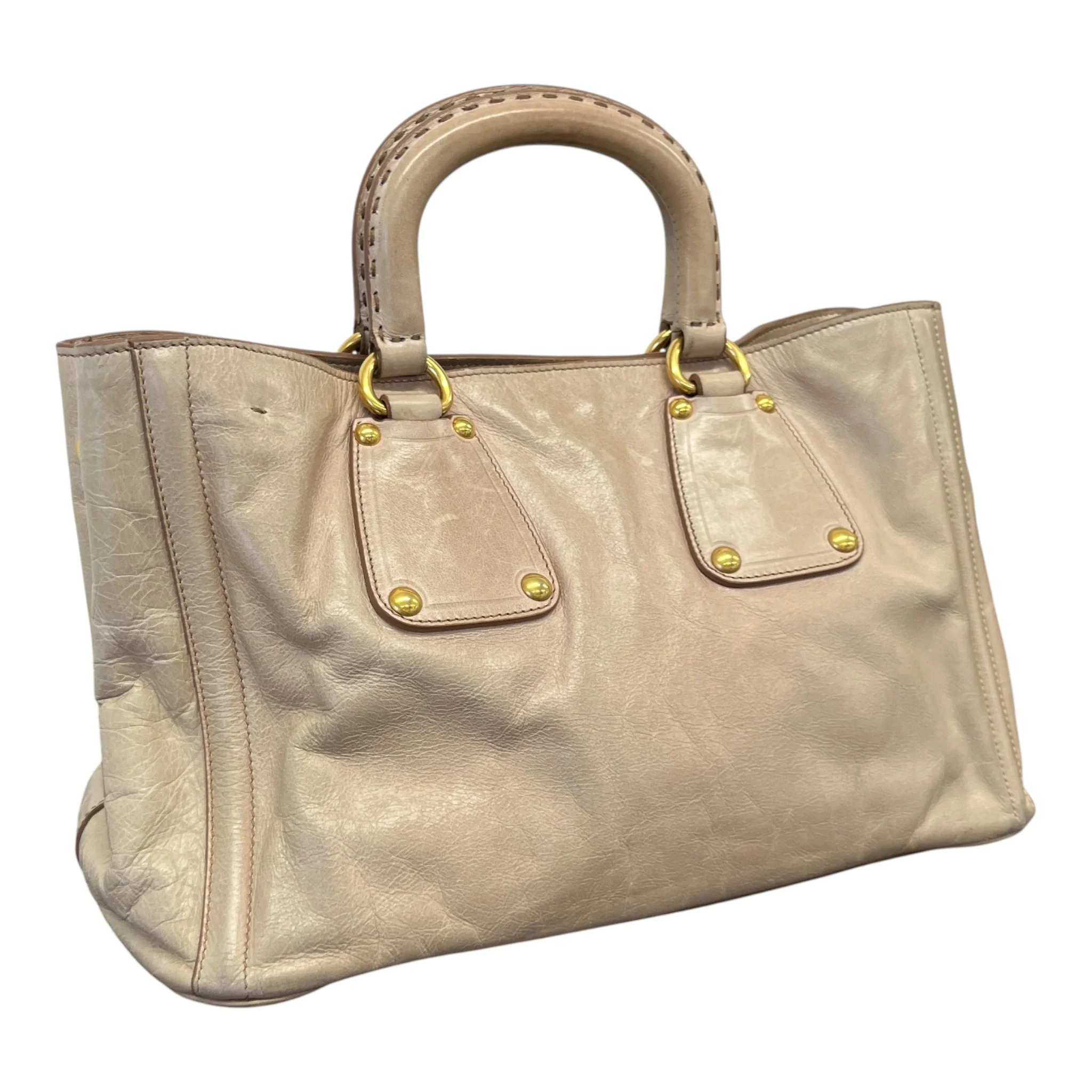 Women's Vitello Shine Bag Beige - Image 9