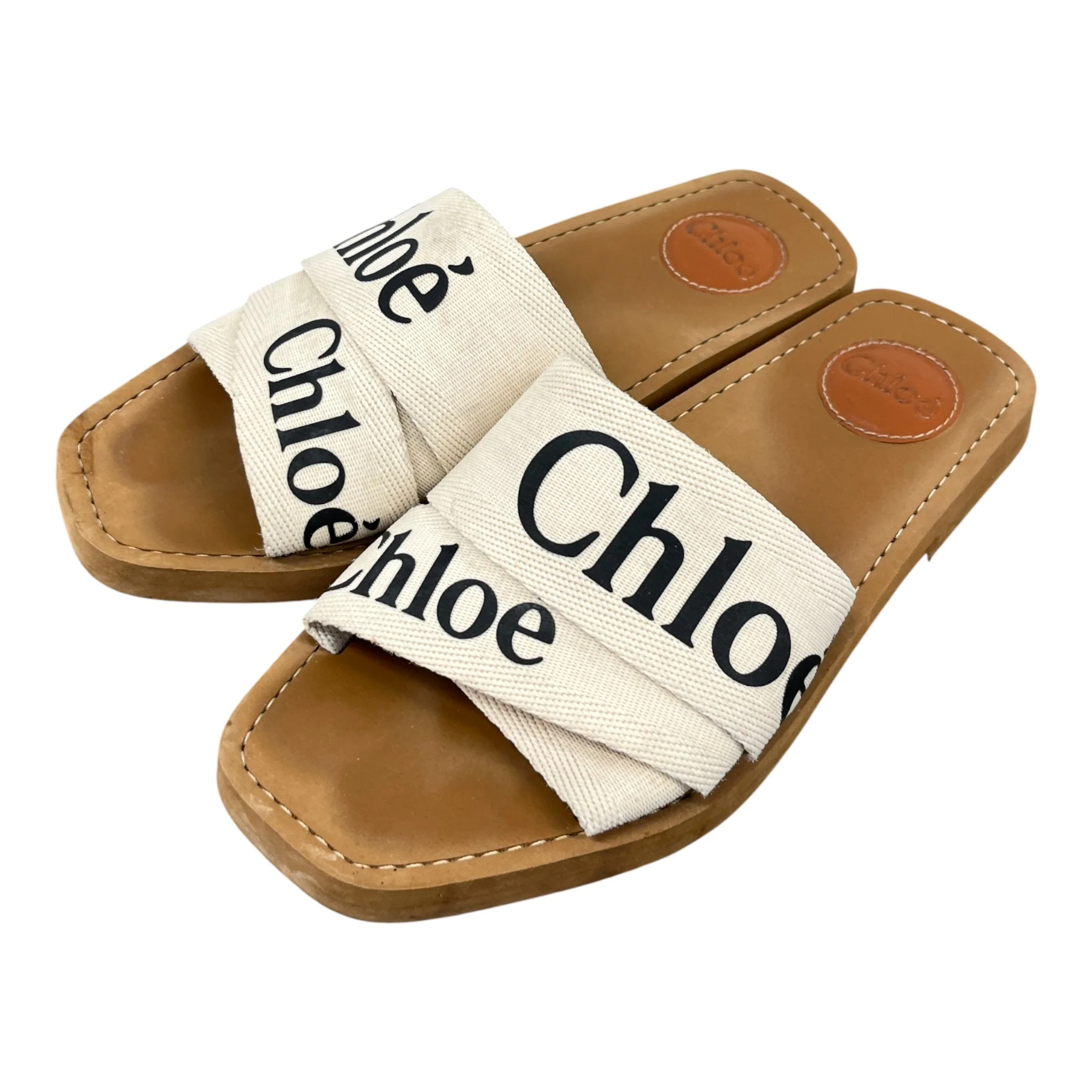 Women's Woody Logo Print Slides White Size EU 38 / UK 5 - Image 9