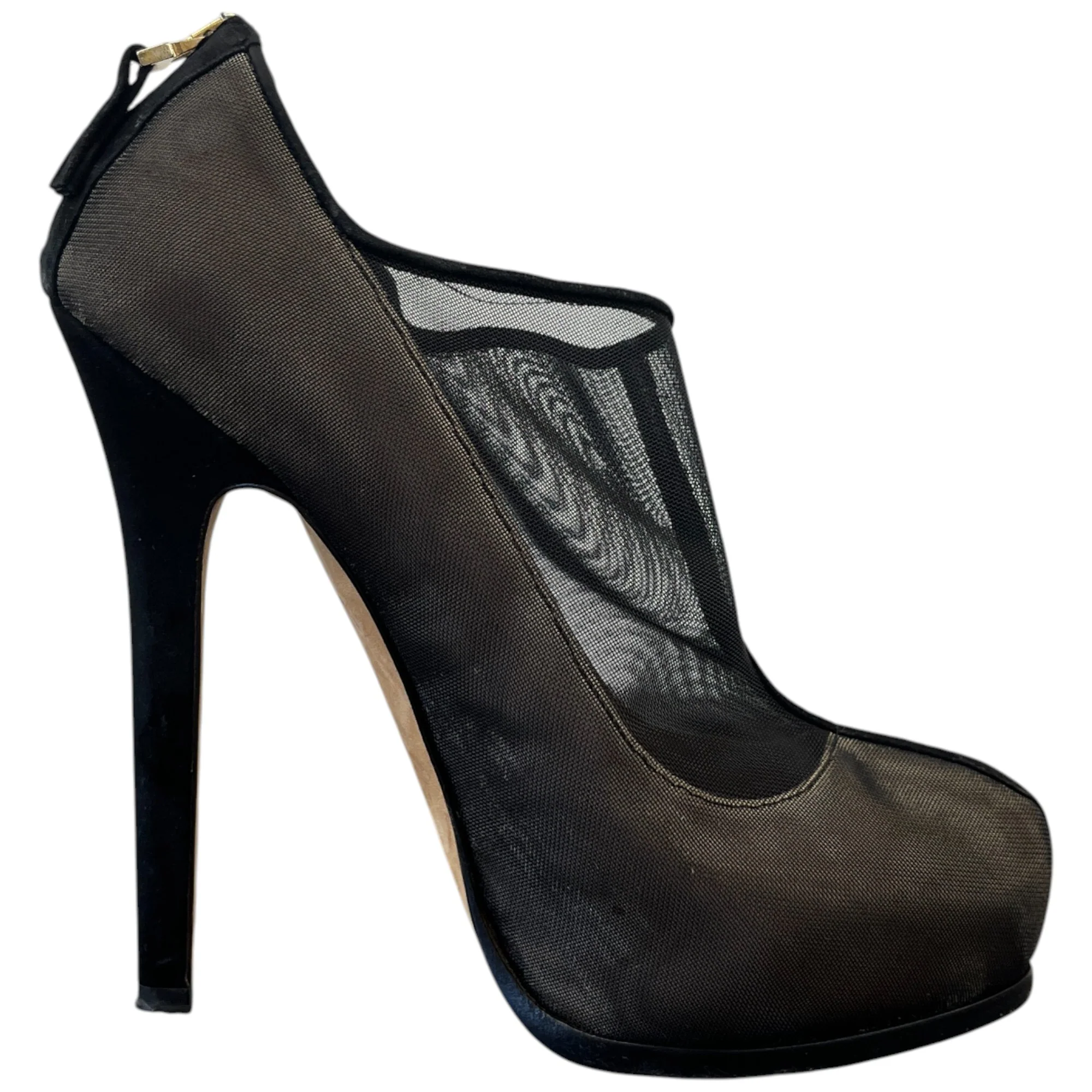 Women's Zipper Detail Mesh Heels Black Size EU 39 / UK 6 - Image 4