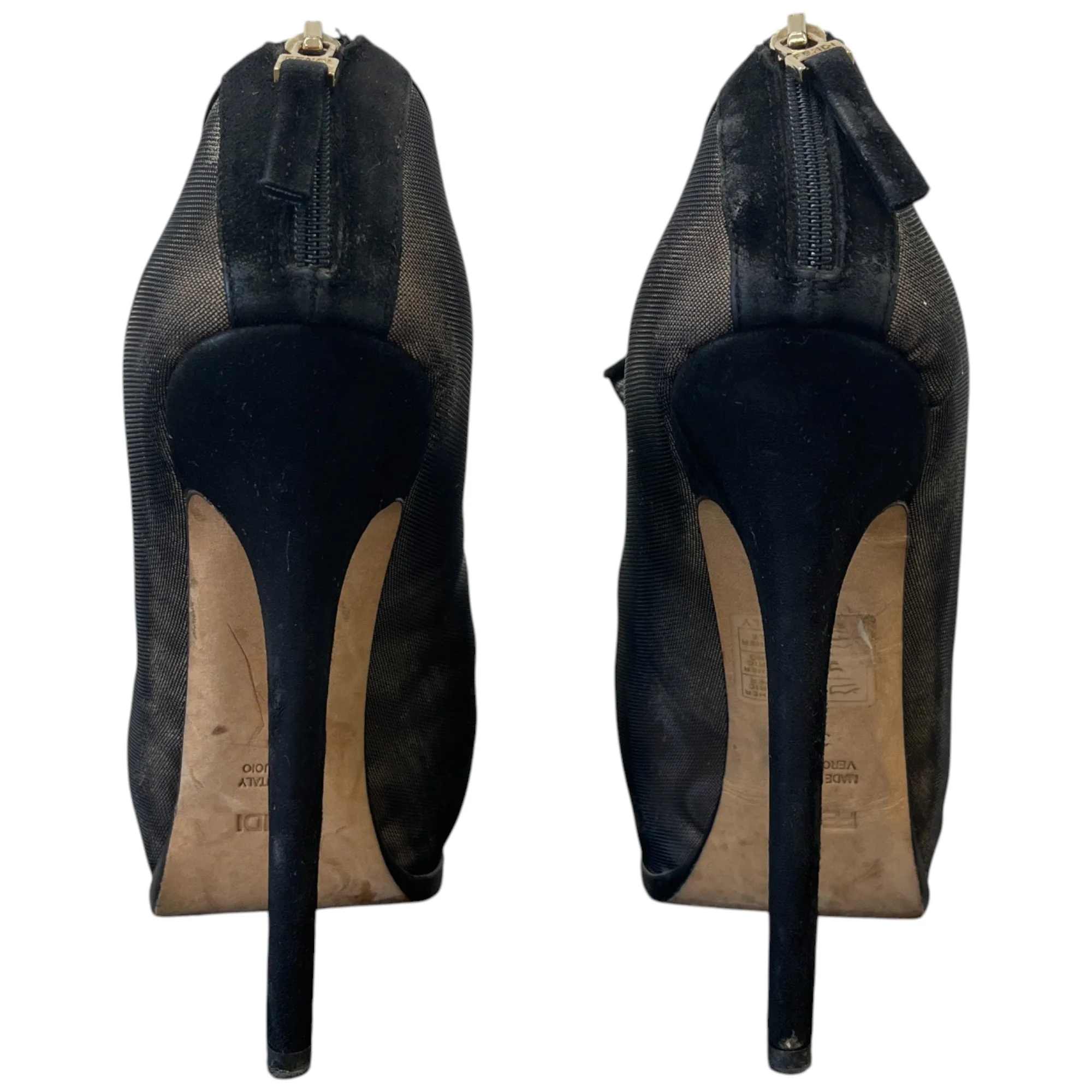 Women's Zipper Detail Mesh Heels Black Size EU 39 / UK 6 - Image 7