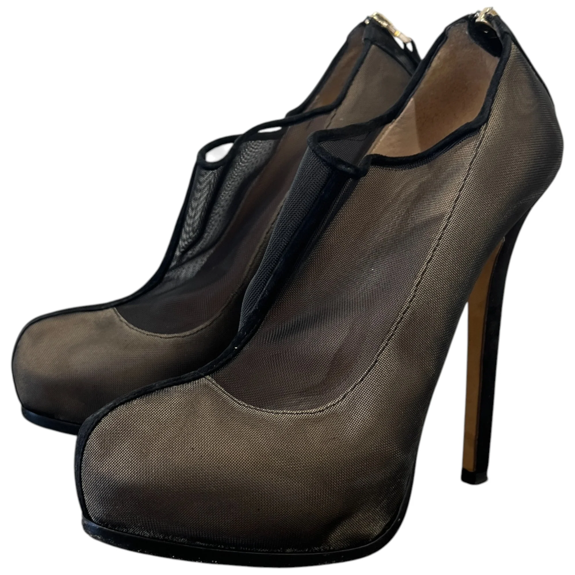 Women's Zipper Detail Mesh Heels Black Size EU 39 / UK 6 - Image 8