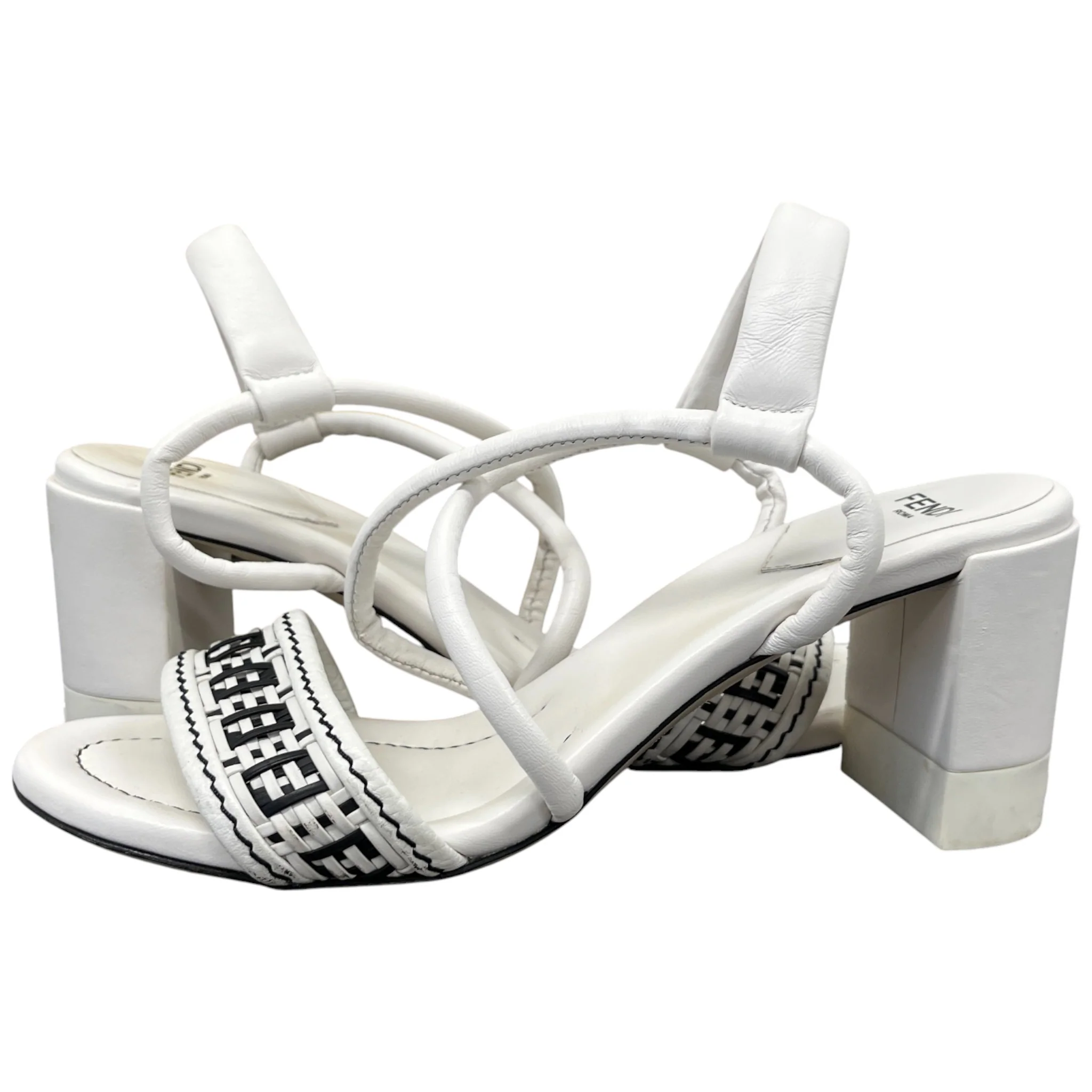 Women's Zucca Ff Logo Slingback Heels White Size EU 37 / UK 4 - Image 3