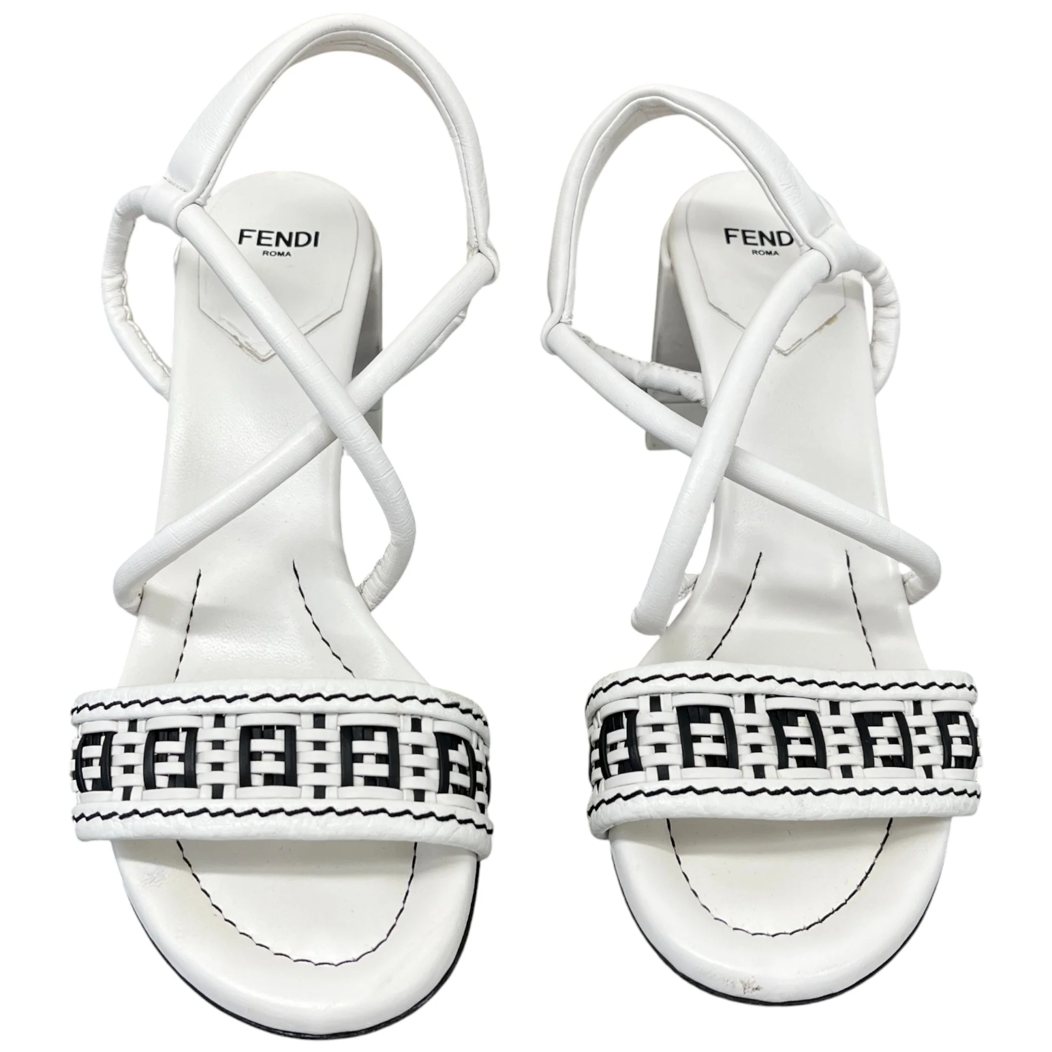 Women's Zucca Ff Logo Slingback Heels White Size EU 37 / UK 4 - Image 6